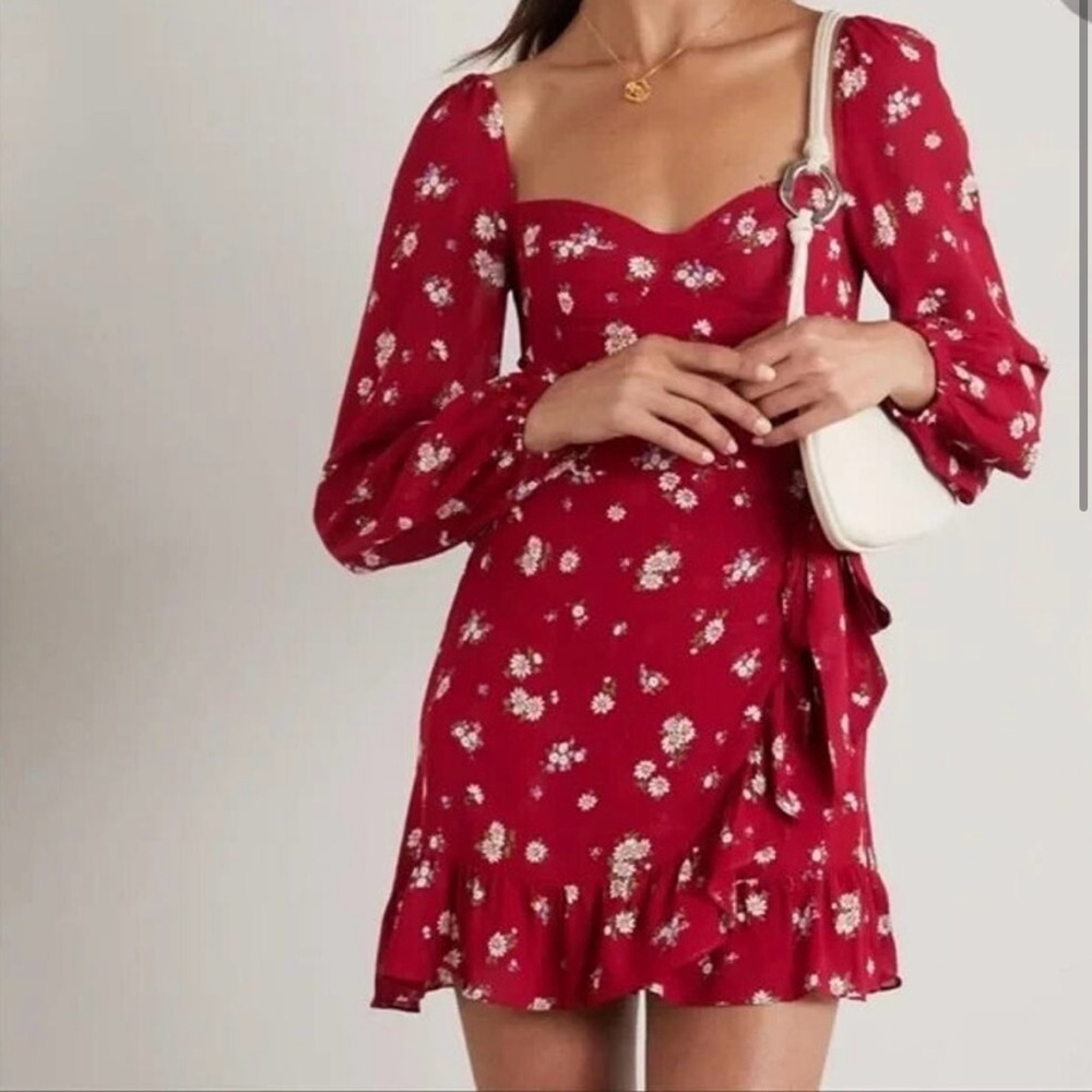 Reformation Red Floral Mini Dress
